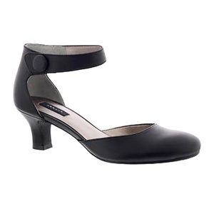 Array Charlie Black Leather Round-Toe Chunky Kitte